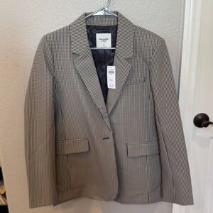 Abercrombie & Fitch Women's Checkered Blazer - Black and White